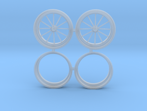 12 Spoke front drag wheels 1/12 in Clear Ultra Fine Detail Plastic