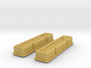 1/12 SBC Chevy Logo Valve Covers in Tan Fine Detail Plastic
