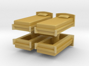 Single Bed (x4) 1/56 in Tan Fine Detail Plastic