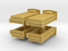 Single Bed (x4) 1/285 in Tan Fine Detail Plastic