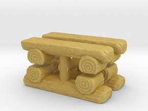 Log Bench (x4) 1/100 in Tan Fine Detail Plastic