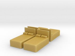 Twin Bed (x4) 1/100 in Tan Fine Detail Plastic