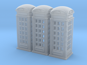 SET 3x Telephone box K2 (British N 1:148) in Clear Ultra Fine Detail Plastic