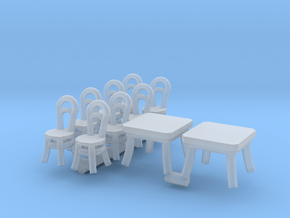 SET Thonet Nr.14 mit 8 Stühle und 2 Tische (N) in Clear Ultra Fine Detail Plastic