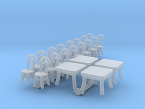SET Thonet Nr.14 mit 16 Stühle und 4 Tische (N) in Clear Ultra Fine Detail Plastic