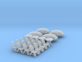 4x SET Gartenmöbel mit Sonnenschirm (N 1:160) in Clear Ultra Fine Detail Plastic