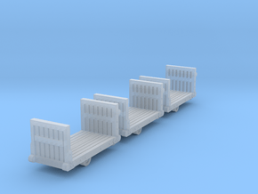 3 Bahnsteig-Gepäckkarren (N 1:160)  in Clear Ultra Fine Detail Plastic