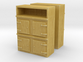 Wooden Cabinet (x2) 1/100 in Tan Fine Detail Plastic