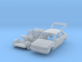 Ford Escort 3-door with open tailgate (N 1:160) in Clear Ultra Fine Detail Plastic