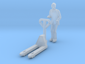 Delivery man with pallet jack (N 1:160) in Clear Ultra Fine Detail Plastic