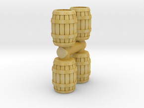 Wooden Barrel (x4) 1/64 in Tan Fine Detail Plastic