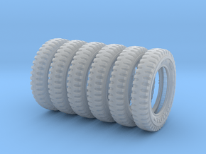 1-35 Tire 600x16 SIX UNITS Set in Clear Ultra Fine Detail Plastic