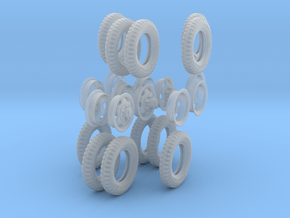 1-35 GMC Tire+Rims 750x20 Set4 in Clear Ultra Fine Detail Plastic
