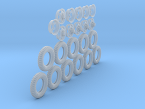 1/24 gmc tires+Rims 750x20 Set 002 in Clear Ultra Fine Detail Plastic