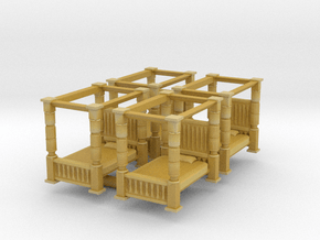 Four Poster Bed (x4) 1/200 in Tan Fine Detail Plastic