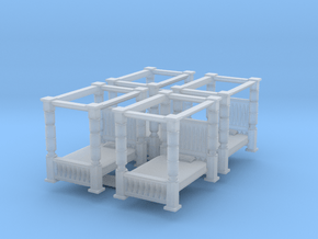 Four Poster Bed (x4) 1/200 in Clear Ultra Fine Detail Plastic