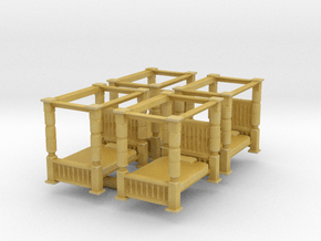 Four Poster Bed (x4) 1/220 in Tan Fine Detail Plastic