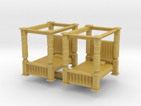 Four Poster Bed (x2) 1/144 in Tan Fine Detail Plastic