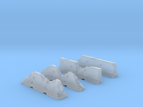 Jersey Barriers Set 4 pieces - damaged, 28mm scale in Clear Ultra Fine Detail Plastic
