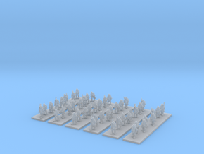 1/220 WW1 French infantry marching x48 in Clear Ultra Fine Detail Plastic