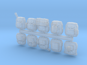 28mm Soldier backpacks (10) in Clear Ultra Fine Detail Plastic