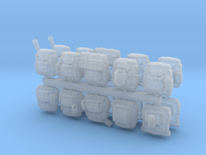 28mm soldier backpacks (20) in Clear Ultra Fine Detail Plastic
