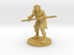 Dragonborn male Monk with Staff in Tan Fine Detail Plastic