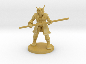 Red Dragonborn Male Monk with Staff in Tan Fine Detail Plastic