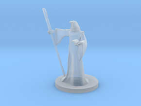 Human Wizard with Staff in Clear Ultra Fine Detail Plastic