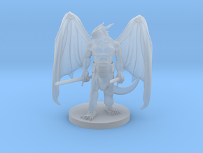 Dragonborn Two  Weapon Fighter with Wings in Clear Ultra Fine Detail Plastic