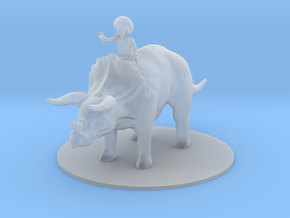 Human Female Mage on her Triceratops in Clear Ultra Fine Detail Plastic