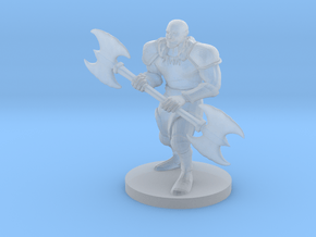 Half-Orc Male Barbarian with Double Axe in Clear Ultra Fine Detail Plastic