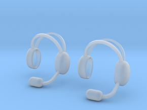 1/15 scale radio headphones & microphones x 2 in Clear Ultra Fine Detail Plastic