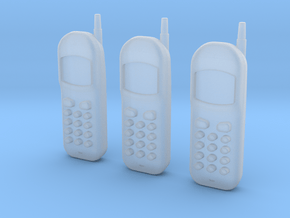 1/18 scale Nokia cell phones x 3 in Clear Ultra Fine Detail Plastic