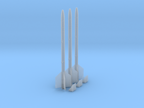 1/18 scale Raytheon AIM-9L Sidewinder missiles x 3 in Clear Ultra Fine Detail Plastic