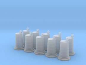 Traffic Barrel With Light (10) 1-87 HO Scale in Clear Ultra Fine Detail Plastic
