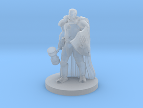 Human Male Cleric with War Hammer in Clear Ultra Fine Detail Plastic