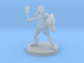 Elven Female Light Cleric with Mace and Shield in Clear Ultra Fine Detail Plastic