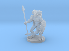 Lizardfolk Fighter with Shield and Spear in Clear Ultra Fine Detail Plastic