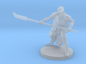 Human Helmed Fighter with Glaive in Clear Ultra Fine Detail Plastic