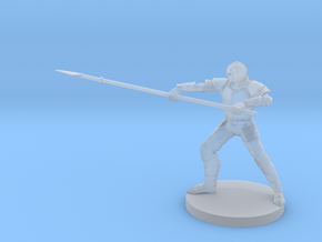 Human Armored Fighter with Lance in Clear Ultra Fine Detail Plastic