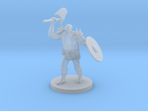 Half Orc Barbarian with Battle Axe & Shield in Clear Ultra Fine Detail Plastic