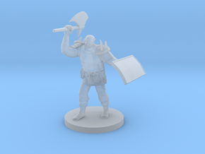 Half Orc Barbarian with Battle Axe & Tower Shield in Clear Ultra Fine Detail Plastic
