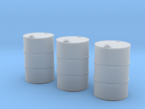 1/24 scale WWII US 55 gallons oil drums x 3 in Clear Ultra Fine Detail Plastic
