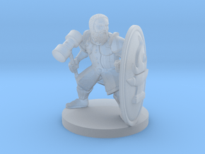 Dwarf Fighter w Tower Shield n Hammer in Clear Ultra Fine Detail Plastic
