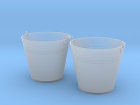 1/15 scale WWII era galvanized buckets x 2 in Clear Ultra Fine Detail Plastic