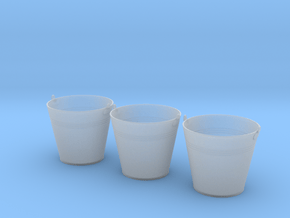 1/15 scale WWII era galvanized buckets x 3 in Clear Ultra Fine Detail Plastic