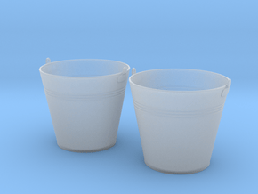 1/16 scale WWII era galvanized buckets x 2 in Clear Ultra Fine Detail Plastic