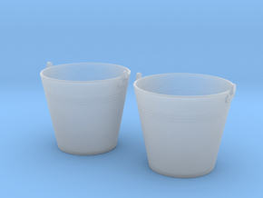 1/24 scale WWII era galvanized buckets x 2 in Clear Ultra Fine Detail Plastic