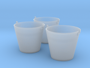 1/24 scale WWII era galvanized buckets x 3 in Clear Ultra Fine Detail Plastic